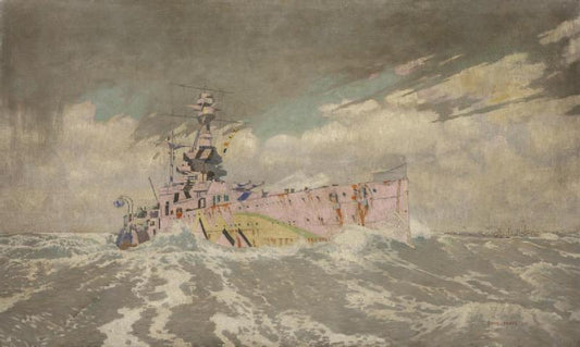 'dazzled' A Camouflaged Battleship 'hms Ramillies' In A Gale Of Wind Art