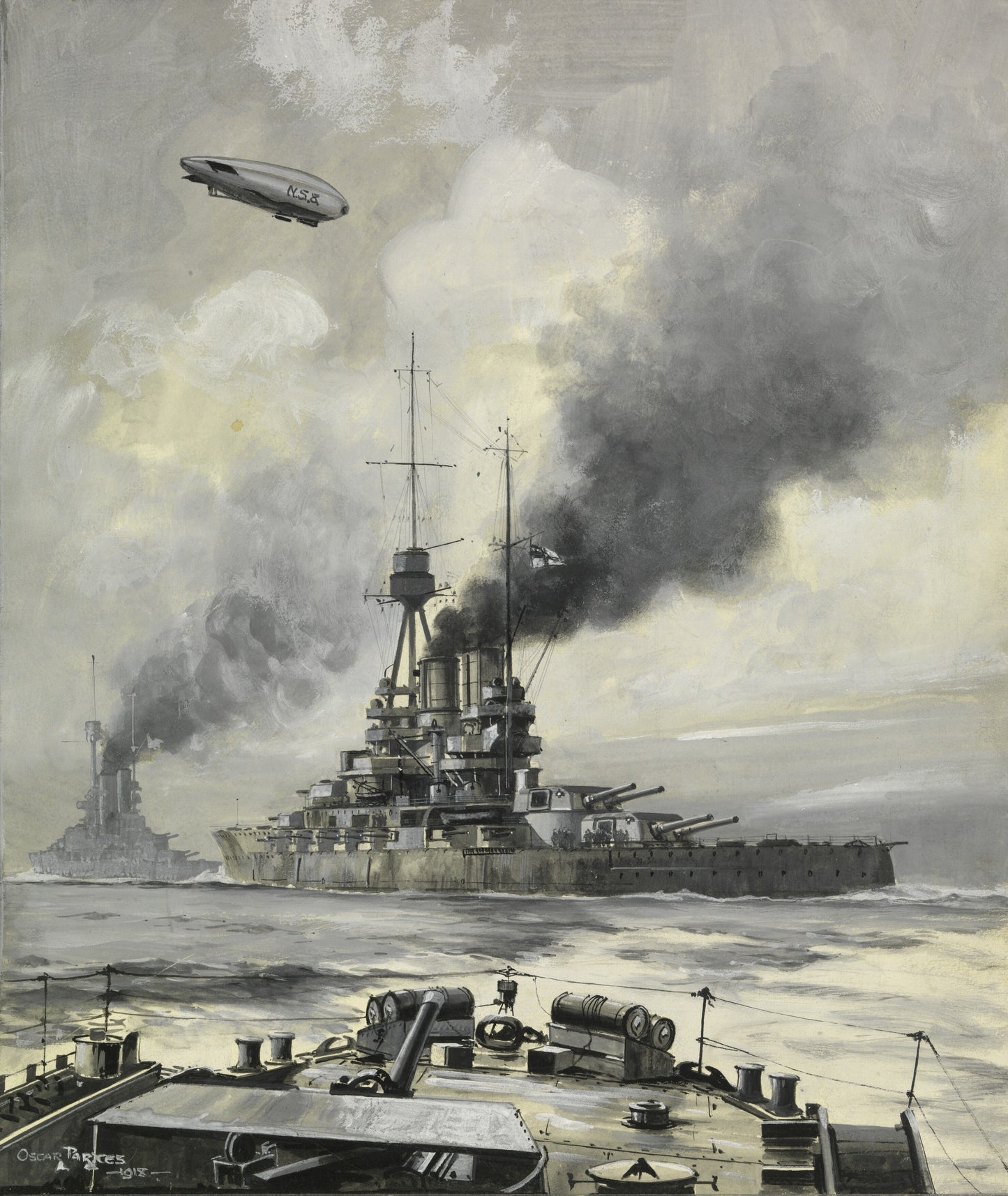 'the Pride Of The German Fleet' The Battleship 'bayern', The First German Ship To Carry 15 Inch Guns, Surrenders, Never Having Fired Her Guns In Action Art