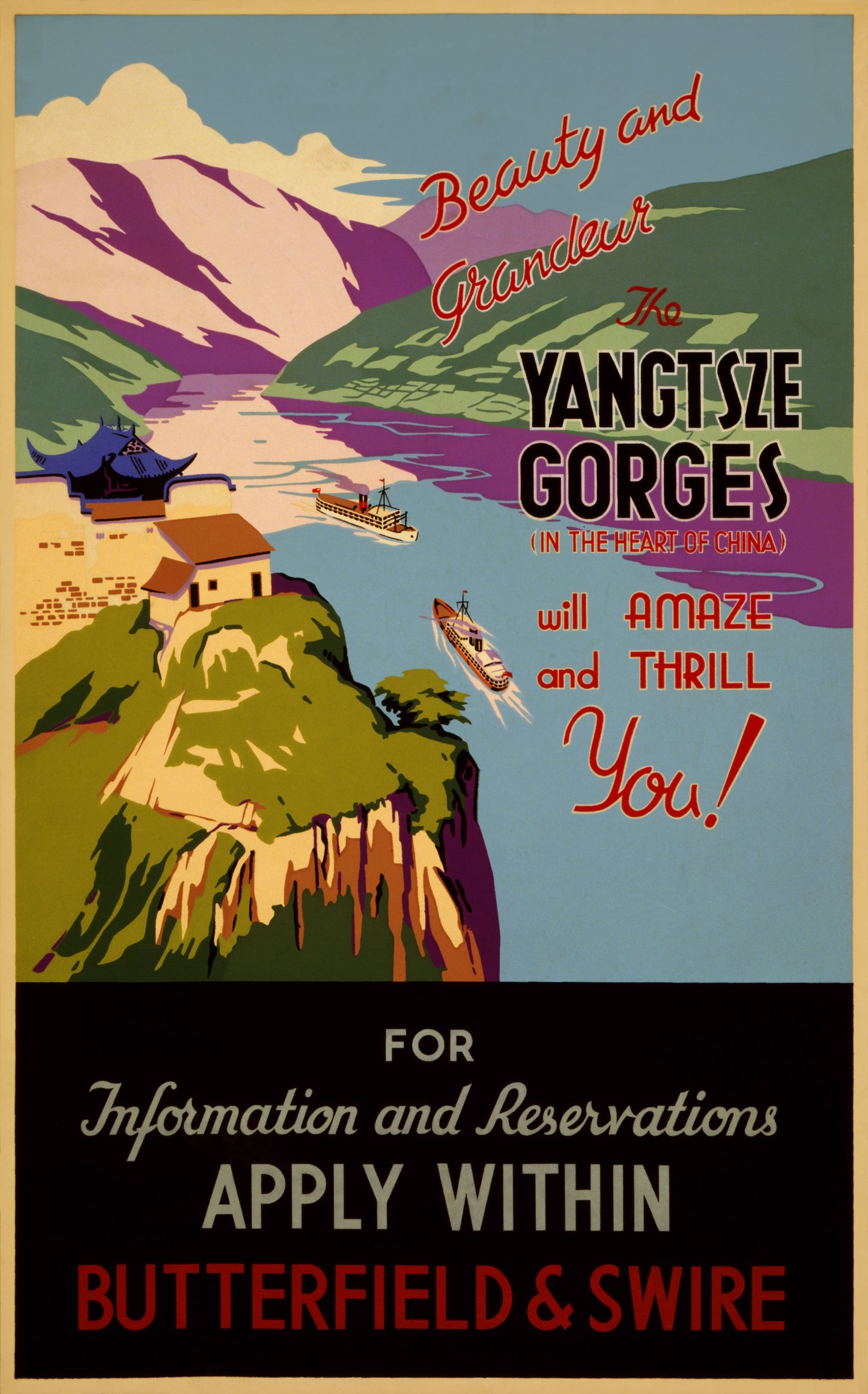 Beauty And Grandeur, The Yangtze Gorges, Travel Poster, Ca